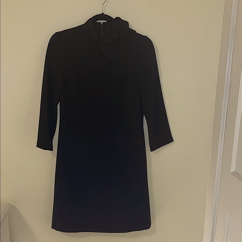 Eliza J Black Sheath Dress with Bow Neck and 3/4 Sleeves